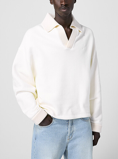 Jacquemus Off White Punto Johnny collar ribbed edging polo shirt for men