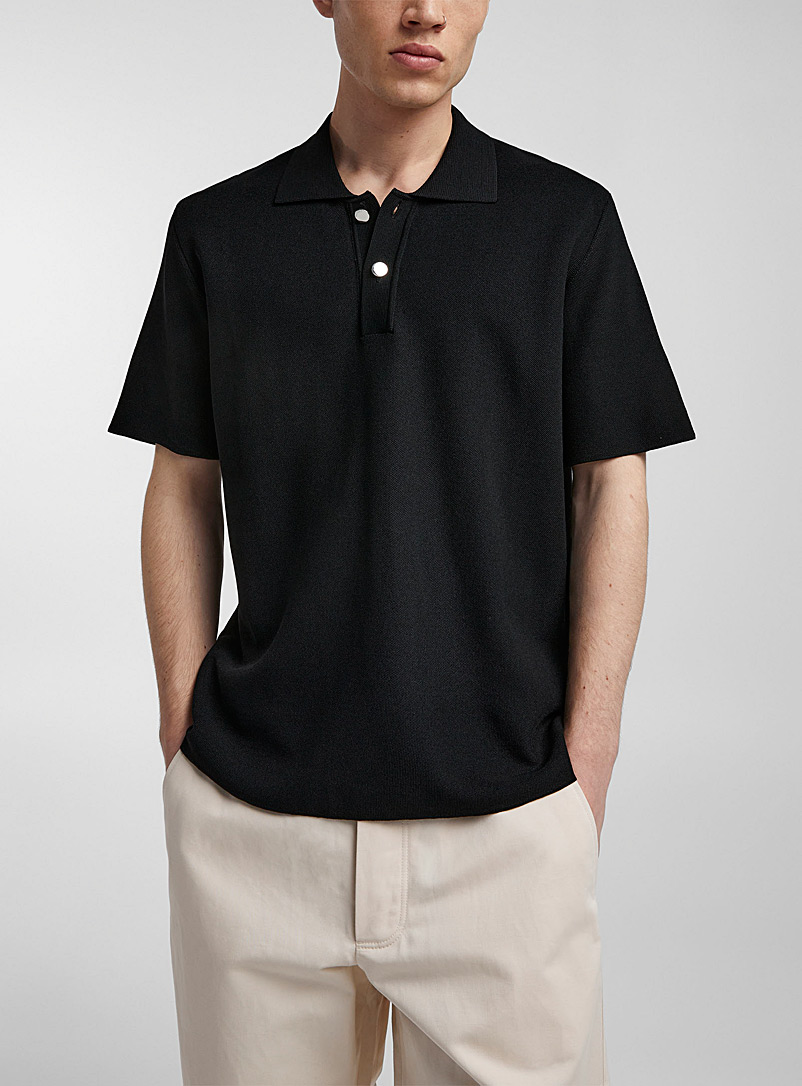 Jacquemus Black Maille shimmery buttons polo shirt for men