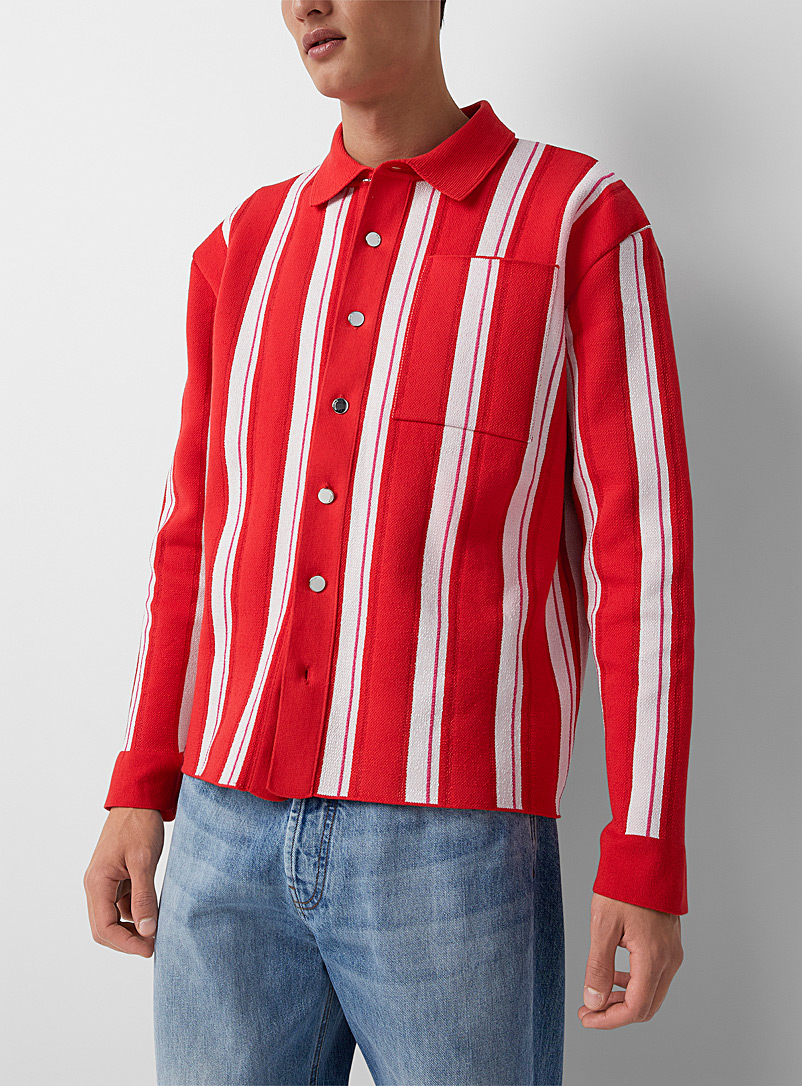 Jacquemus: La chemise maille Polo Rouge à motifs pour homme