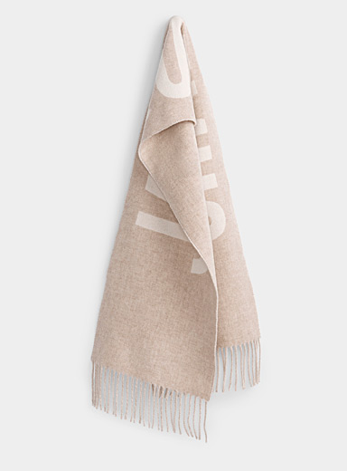Jacquemus Cream Beige Contrasting signature virgin wool scarf for men