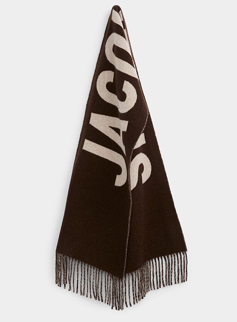 Jacquemus Brown Contrasting signature virgin wool scarf for men