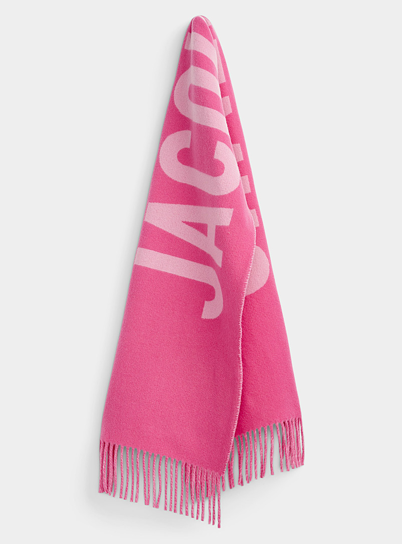 Jacquemus Pink Contrasting signature virgin wool scarf for men