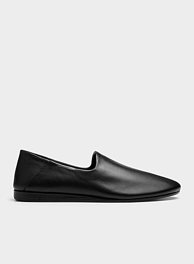 Jacquemus: Le chausson pliable cuir noir Homme Noir pour homme