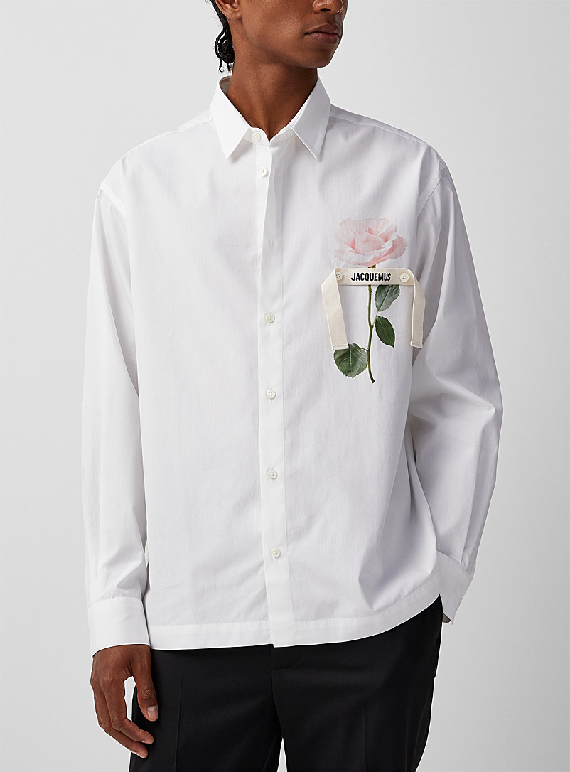 Jacquemus: La chemise Baou ruban signature Blanc pour homme