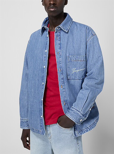 Jacquemus: La surchemise denim rembourr&eacute;e Boulanger Bleu p&acirc;le - Bleu ciel pour homme