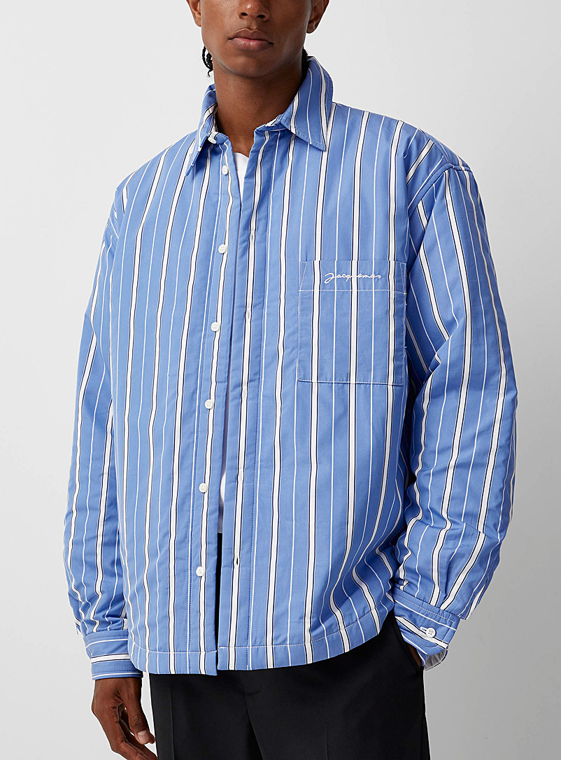Jacquemus Blue Boulanger striped cotton overshirt for men