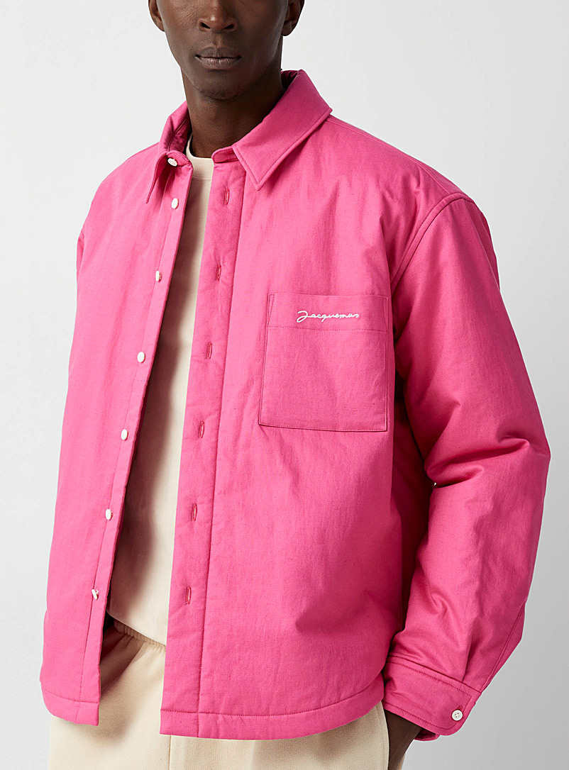 Jacquemus Pink Boulanger pink linen overshirt for men