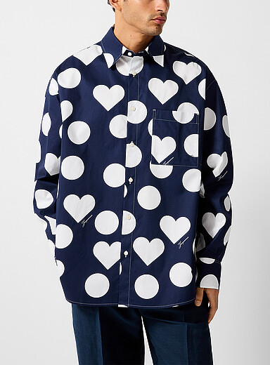 Jacquemus Patterned Blue Camargue hearts and dots shirt for men