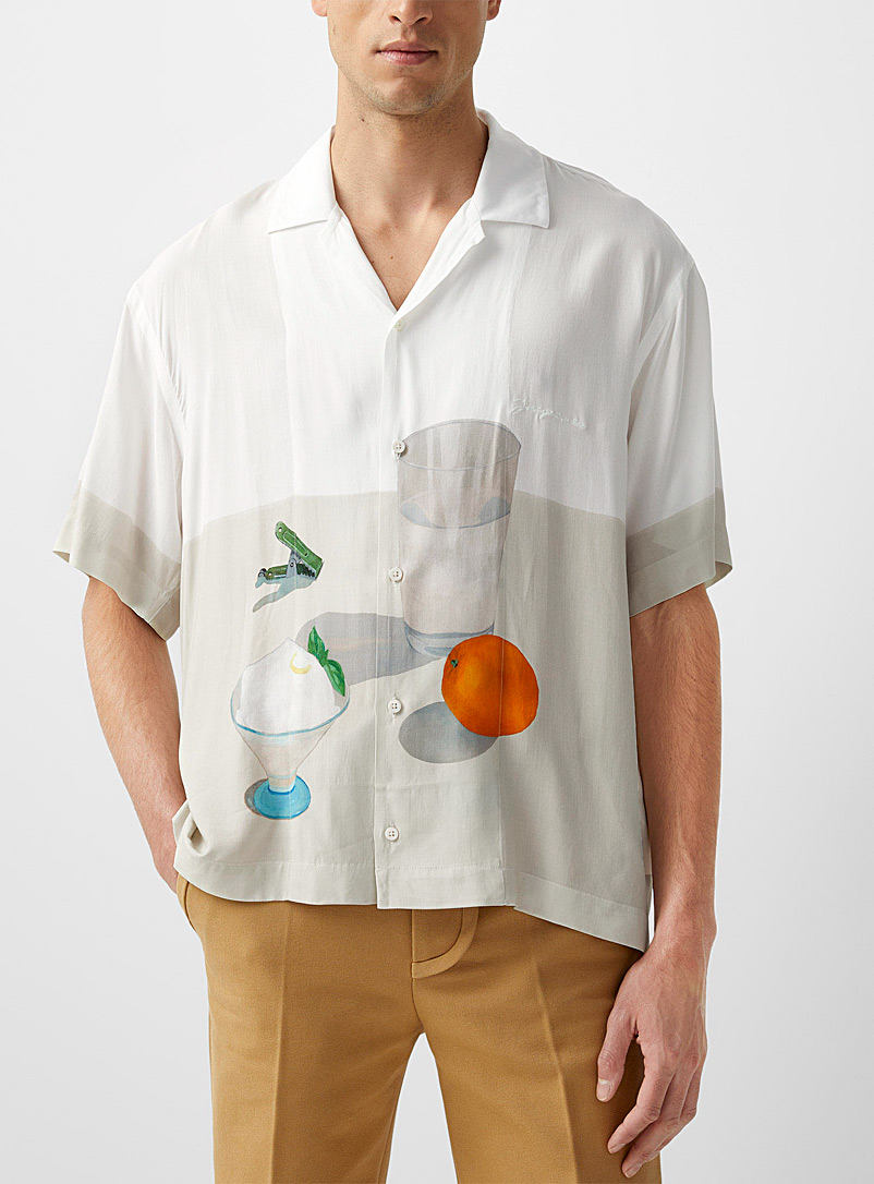 Jacquemus: La chemise Jean imprimé Still Life Blanc à motifs pour homme