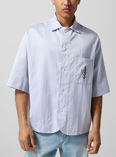 Jacquemus: La chemise carr&eacute;e bouquet de romarin Gardian Bleu p&acirc;le - Bleu ciel pour homme