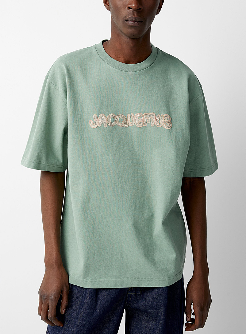 Jacquemus: Le t-shirt Raphia Vert pour homme