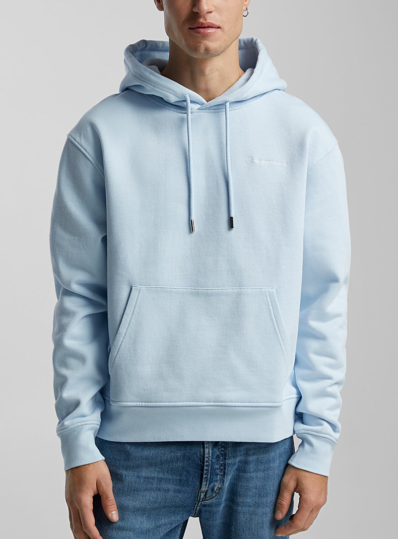 Jacquemus Baby Blue Embroidered signature hoodie for men