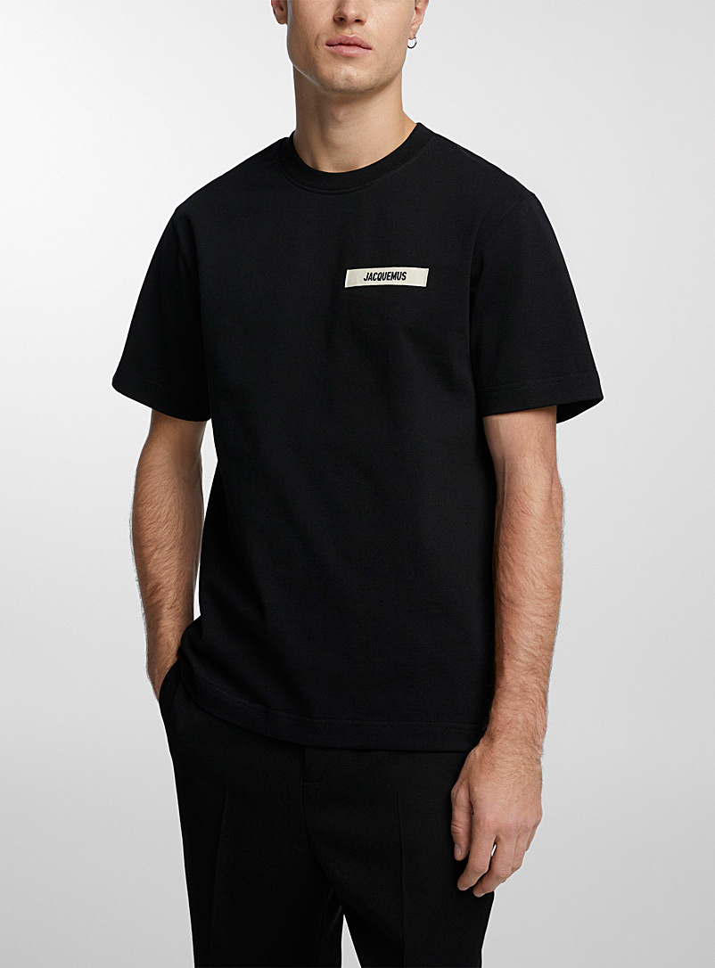 Jacquemus: Le t-shirt Gros Grain ganse signature Noir pour homme
