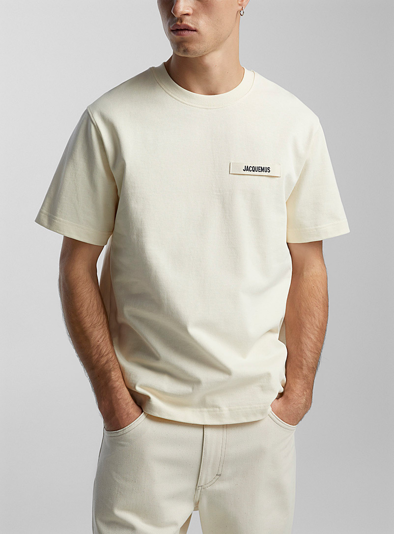 Jacquemus: Le t-shirt Gros Grain ganse signature Beige crème pour homme