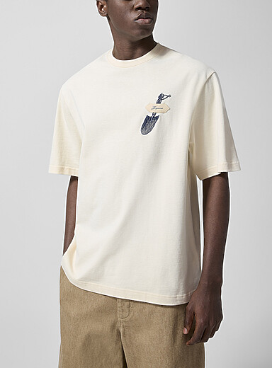 Jacquemus: Le t-shirt pelle brod&eacute;e Jaune dor&eacute; pour homme