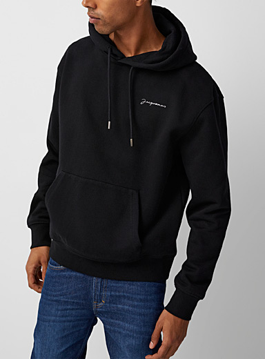 Jacquemus Black Embroidered signature black hoodie for men