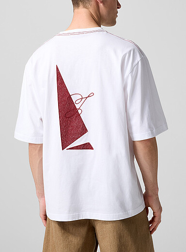 Jacquemus: Le t-shirt brod&eacute; Bateau Blanc pour homme