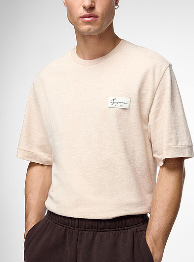 Jacquemus: Le t-shirt Montaigne &eacute;tiquette cursive Beige clair pour homme