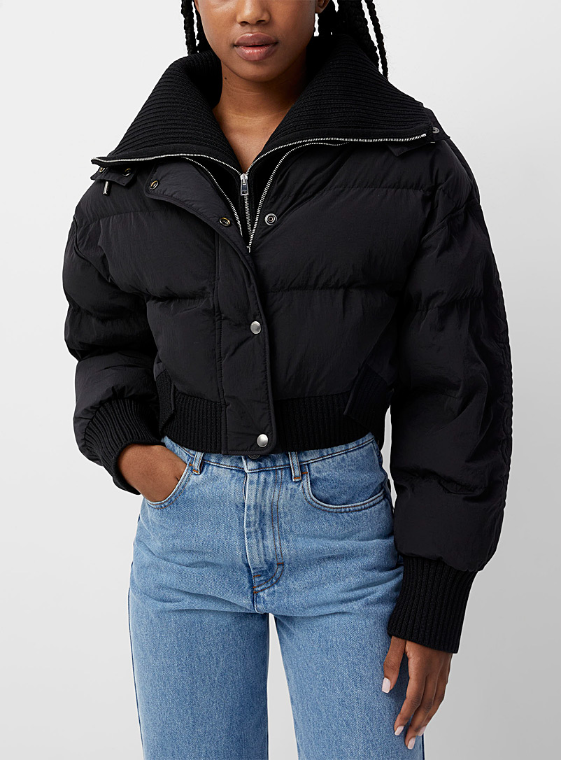 Jacquemus Black Briciola cropped puffer jacket for women