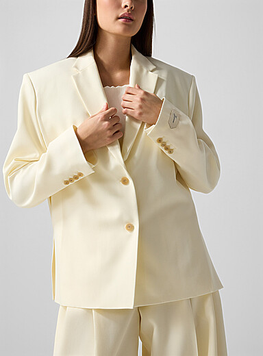 Jacquemus Off White Carr&eacute;e 100% virgin wool blazer for women