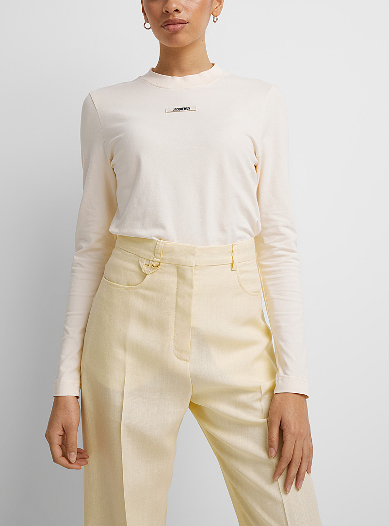 Jacquemus: Le t-shirt Gros Grain à manches longues Ivoire - Beige crème pour femme