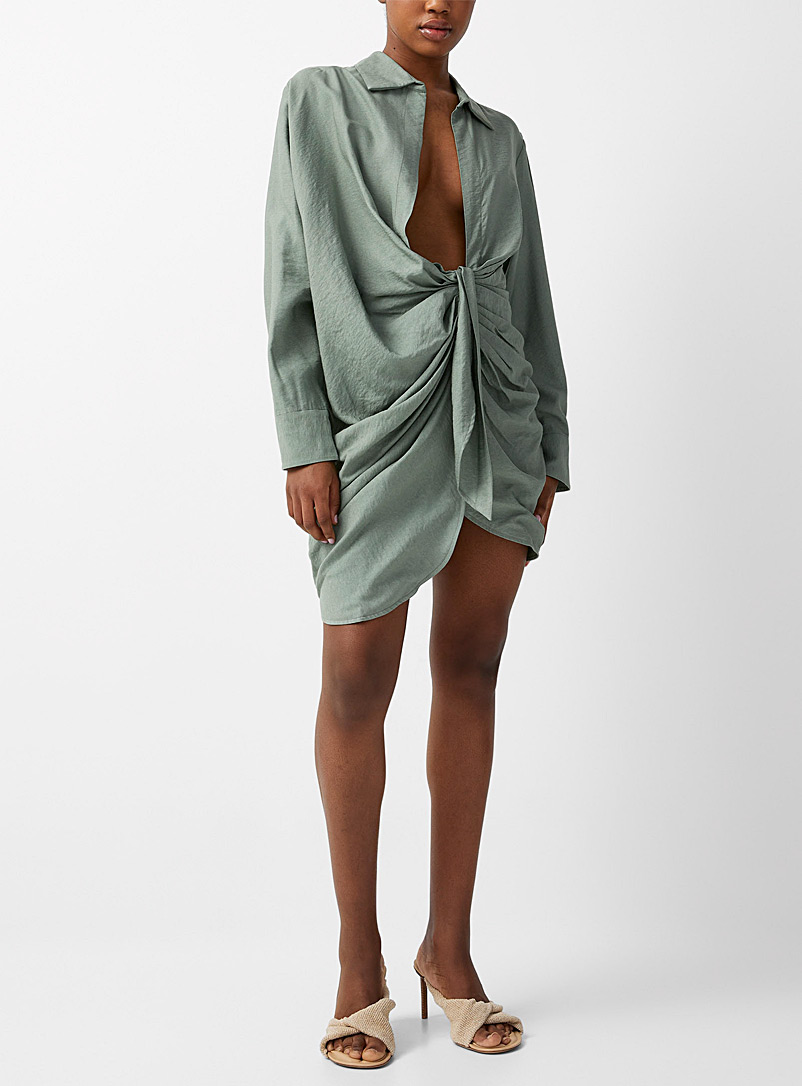 Jacquemus: La robe chemise Bahia Kaki - Sauge - Olive pour femme
