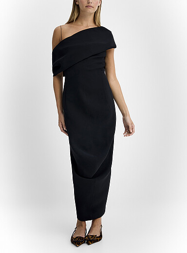 Jacquemus Black Pesce draped shoulder dress for women