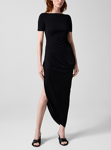 Jacquemus Black Sole open-back asymmetrical dress for women