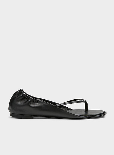 Jacquemus: La sandale cuir Nu-pieds Femme Noir pour femme