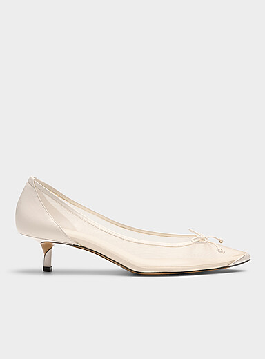 Jacquemus: L'escarpin diaphane talon torsad&eacute; Tourni Blanc pour femme