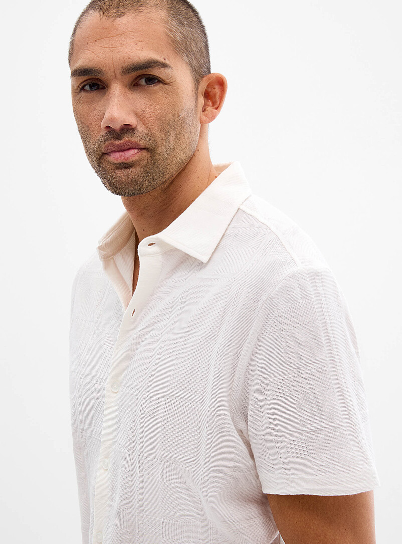 Robert Barakett White Copley jacquard knit shirt for men
