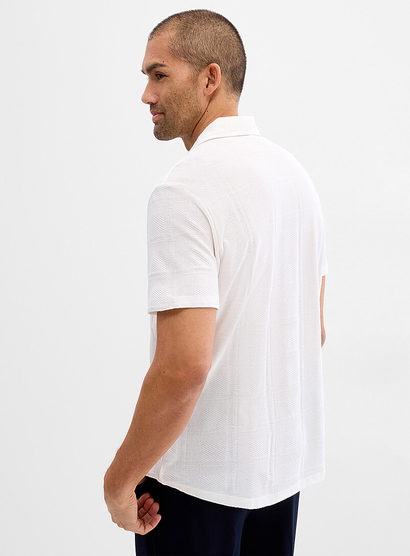 Robert Barakett White Copley jacquard knit shirt for men