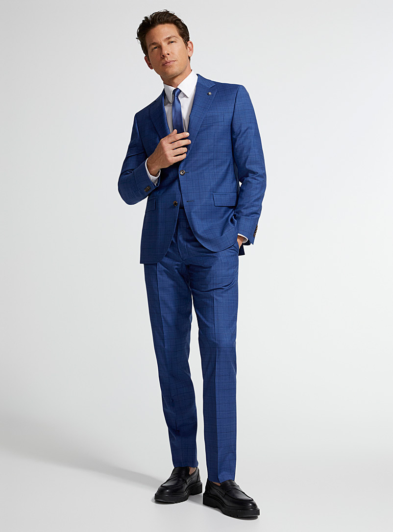 Jack Victor Blue Blue Prince of Wales check suit Semi-slim fit for men