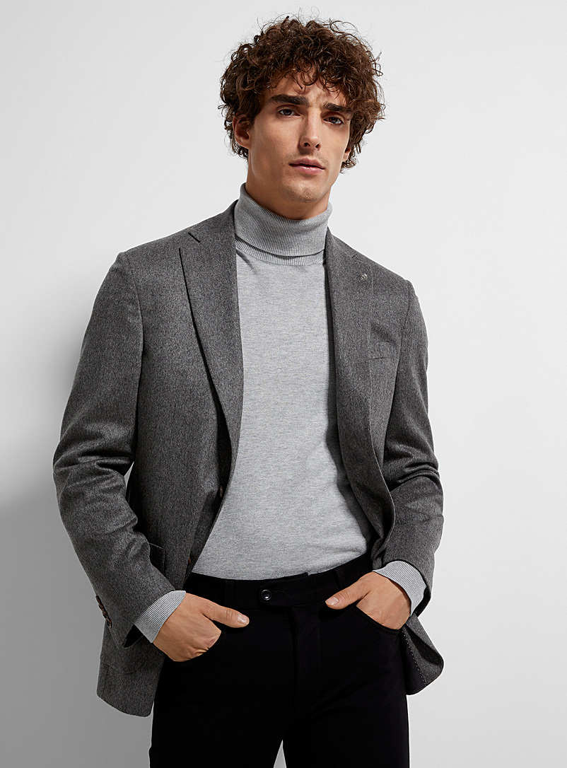 Jack Victor Grey Brushed cashmere jacket Semi-slim fit for men