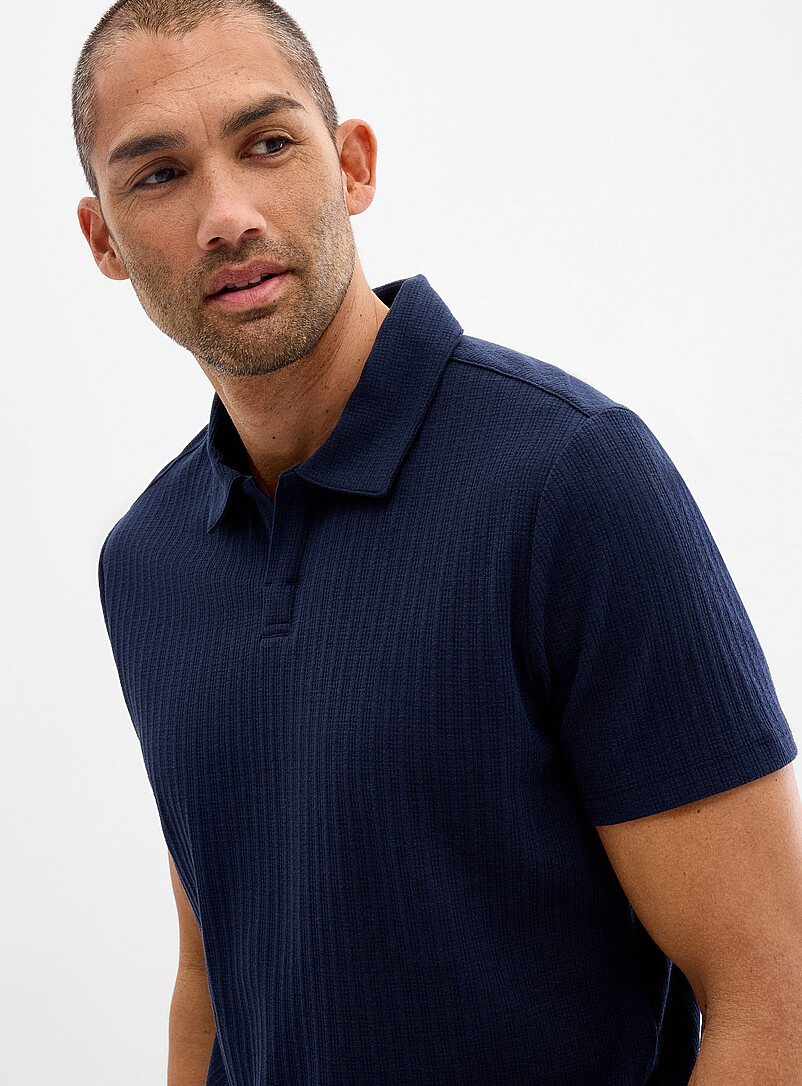 Robert Barakett Navy/Midnight Blue Luca Johnny-collar polo for men