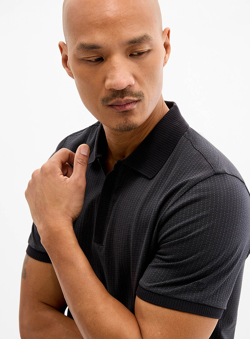 Robert Barakett: Le polo jacquard optique Whistler Noir pour homme