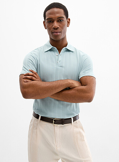 Robert Barakett: Le polo tricot jacquard menthe Vert pistache - Menthe pour homme