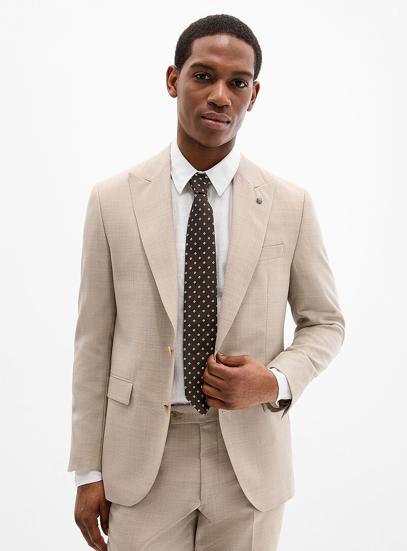 Jack Victor Sand Sand piqu&eacute; suit <b>Semi-slim fit</b> for men