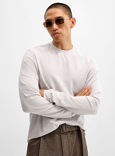 Robert Barakett: Le t-shirt jacquard g&eacute;o Anderson Gris clair pour homme