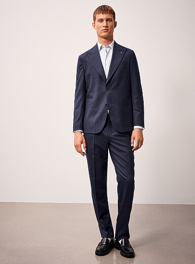 Jack Victor Indigo/Dark Blue Ivan Prince of Wales suit <b>Semi-slim fit</b> for men