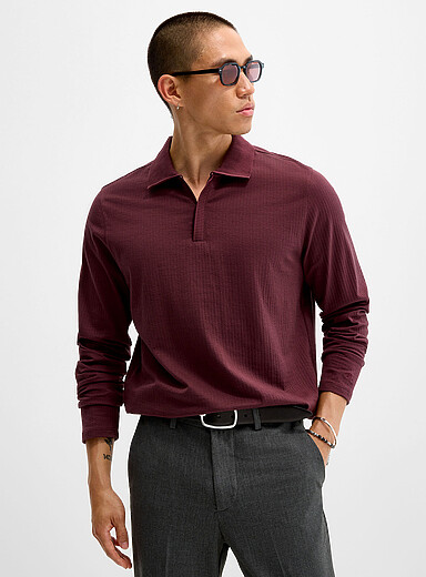 Robert Barakett Burgundy Whistler zip-neck polo for men