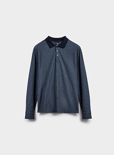 Robert Barakett Indigo/Dark Blue Cayman embossed jacquard polo for men