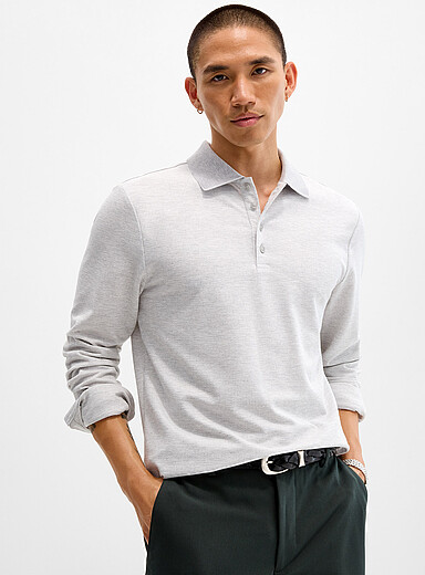Robert Barakett: Le polo jacquard relief Cayman Gris clair pour homme