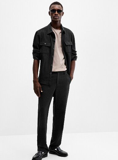 Robert Barakett: Le pantalon tricot faux uni velout&eacute; Gibbs <b>Coupe droite</b> Charbon pour homme