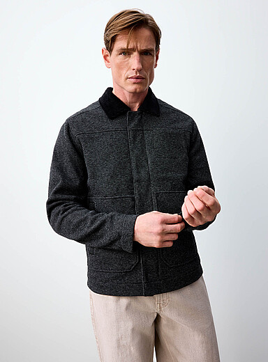 Robert Barakett: La veste doux tricot optique Gris pour homme
