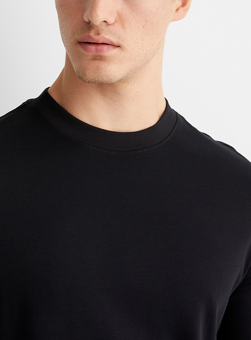 Robert Barakett: Le t-shirt coton pima luxueux manches longues Noir pour homme