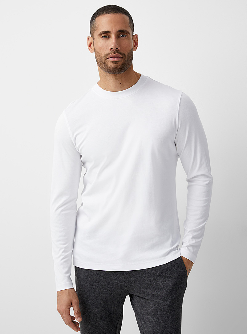 Robert Barakett: Le t-shirt coton pima luxueux manches longues Blanc pour homme
