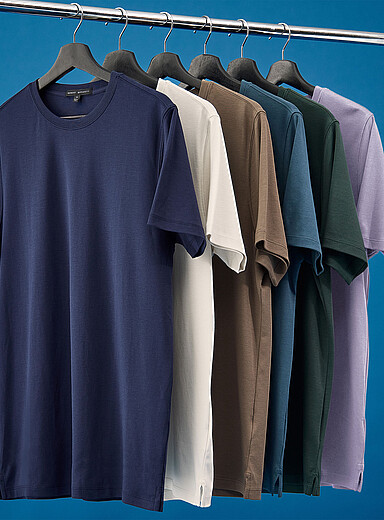 Robert Barakett: Le t-shirt coton pima luxueux Bleu marine - Bleu nuit pour homme