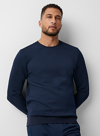 Robert Barakett Marine Blue Check textured Drayton sweatshirt for men