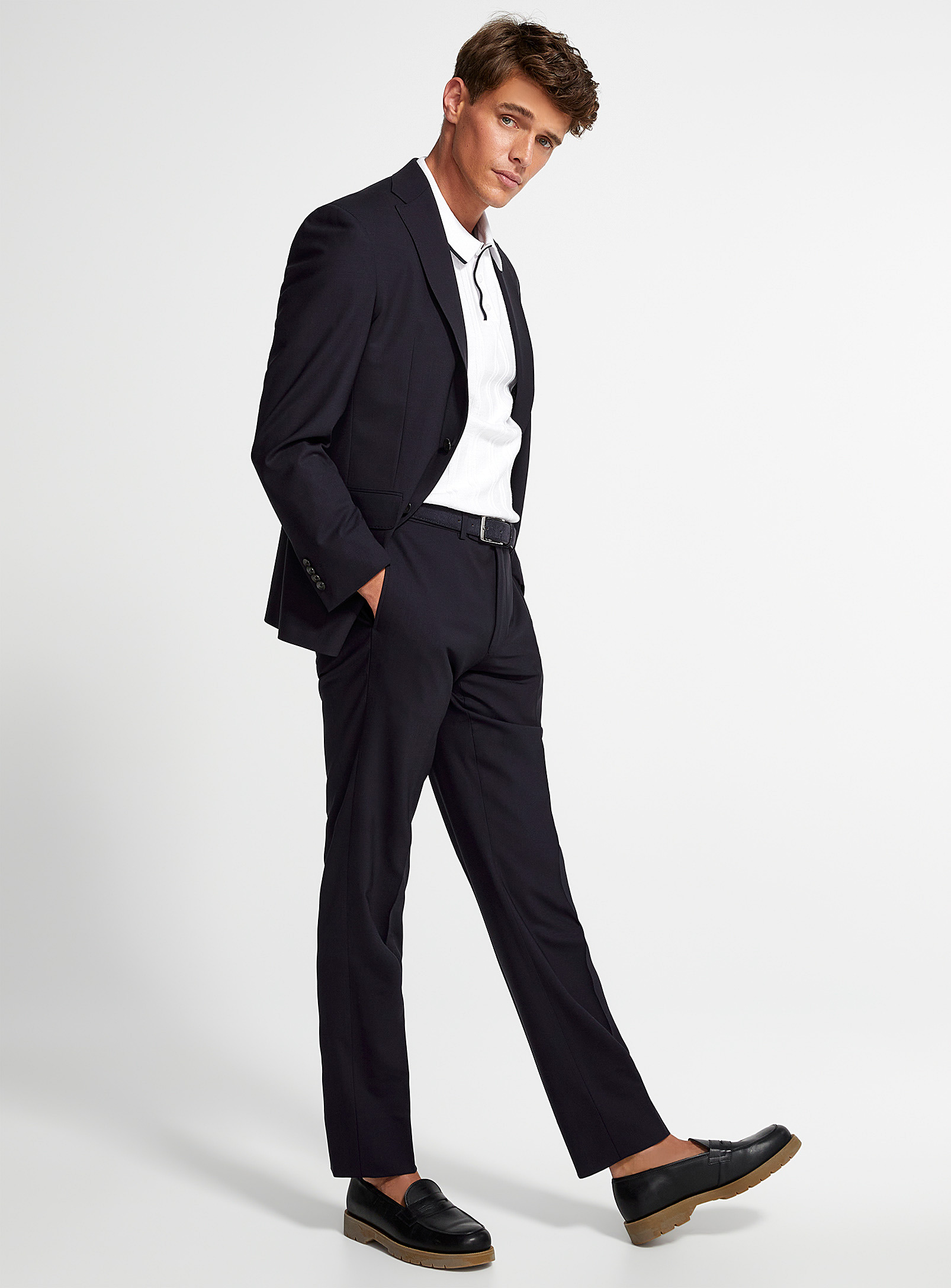 Shop Jack Victor Dean Monochrome Suit Semi-slim Fit In Marine Blue